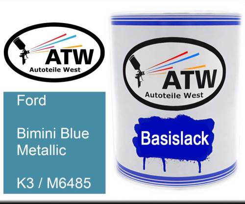 Ford, Bimini Blue Metallic, K3 / M6485: 1L Lackdose, von ATW Autoteile West.